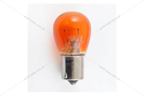Лампа накаливания 12V PY21W BAU15s AMBER (оранж) (1-конт)(смещ.цоколь) (кратно 10) Solar 1251