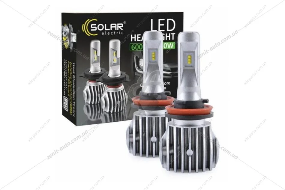 Лампа світлодіодна H1 12/24V 40W 6500K 6000Lm Chip ZES 2nd G CANBUS (к-т 2шт) Solar 8601 (фото 1)