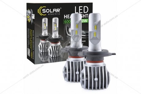 Лампа светодиодная головного света H4 12/24V 6500K 6000Lm 40W Cree Chip 1860 (к-т 2шт) Solar 8604