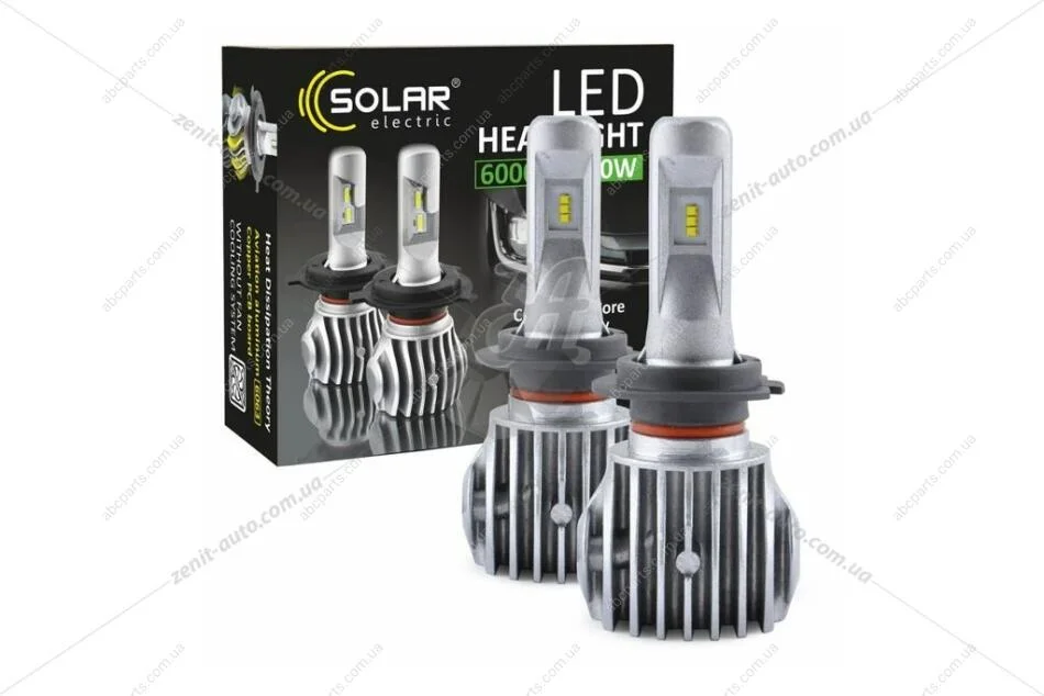 Лампа светодиодная H7 12/24V 40W 6500K 6000Lm Chip ZES 2nd G (к-т 2шт) Solar 8607 (фото 1)