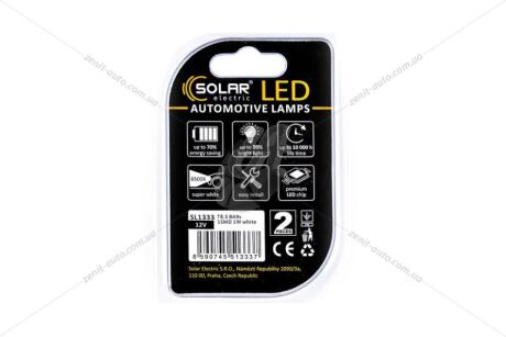 Лампа светодиодная 12V Т8.5 BA9s (1SMD 1W) белый (к-т 2шт) Solar SL1333