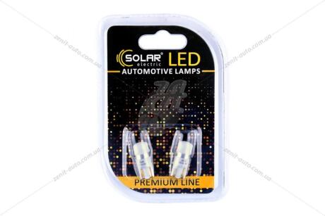 Лампа светодиодная 12V T10 W2.1x9.5d W5W (1SMD 30x30) CANBUS обманка белый (к-т 2шт) Solar SL1340