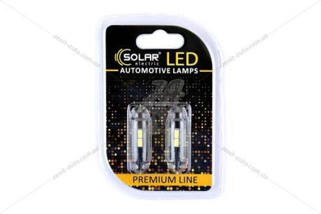 Лампа светодиодная 12V T10 W2.1x9.5d W5W (10SMD 57x30) белый (к-т 2шт) Solar SL1345