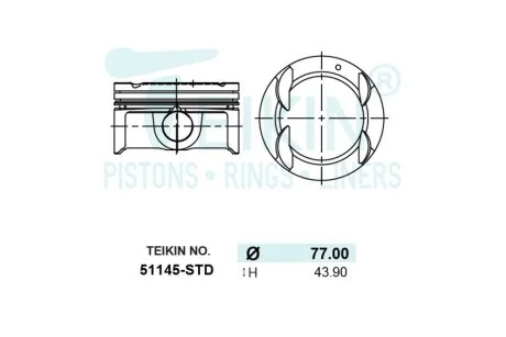 Поршень ДВЗ STD (4од.+пальці) Hyundai 1.6 (G4FC-II) Elantra (15-), Cerato (16-) TEIKIN 51145-STD