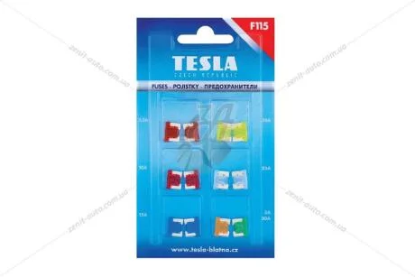 Запобіжники штирьові Міні ЕКСТРА (мікро) 7.5-30А (12 шт) Tesla TESLA F115.000.000