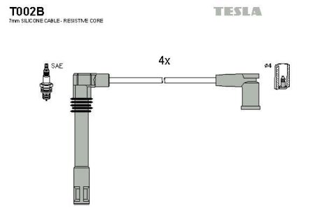 Провода высоковольтные (к-кт) SKODA OCTAVIA I 1.8i BLATNA TESLA 'T002B