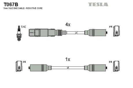 Провода высоковольтные (к-кт) VW SHARAN (95-10) 2.0i BLATNA TESLA 'T067B