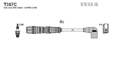 Провода высоковольтные (к-кт) VW POLO IV 1.6i BLATNA TESLA 'T387C