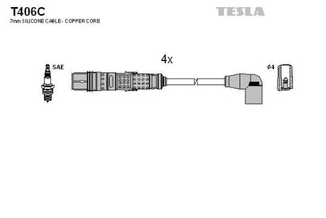 Провода высоковольтные (к-кт) SKODA FABIA II, RAPID (12-15) 1.2 TSI BLATNA TESLA 'T406C