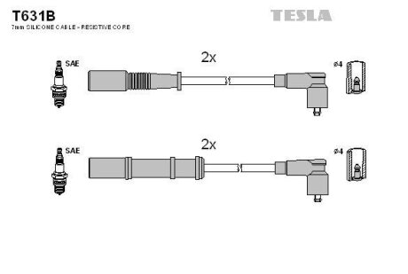 Провода высоковольтные (к-кт) FIAT DOBLO (05-) 1.4i BLATNA TESLA 'T631B