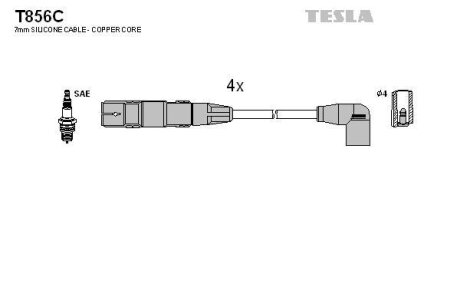 Провода высоковольтные (к-кт) VW JETTA IV, CADDY III 2.0i BLATNA TESLA 'T856C