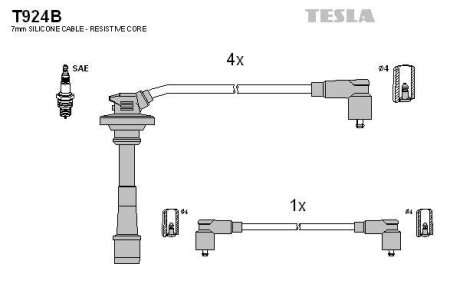 Провода высоковольтные (к-кт) TOYOTA AVENSIS (T22) 1.6i BLATNA TESLA 'T924B