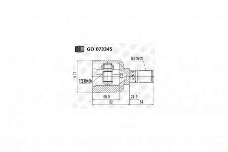 ШРУС внутренний Picanto 1.0/1.1 (04-) MT (нар:25/вн:20) Trialli GO 073345