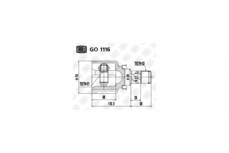 ШРУС внутренний Colt 1.1/1.3/1.5 (04-) (нар:33/вн:21) Trialli GO 1116