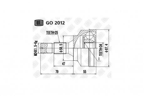 ШРУС наружный Peugeot 307 1.6/2.0 (00-) (нар:25/вн:34) Trialli GO 2012