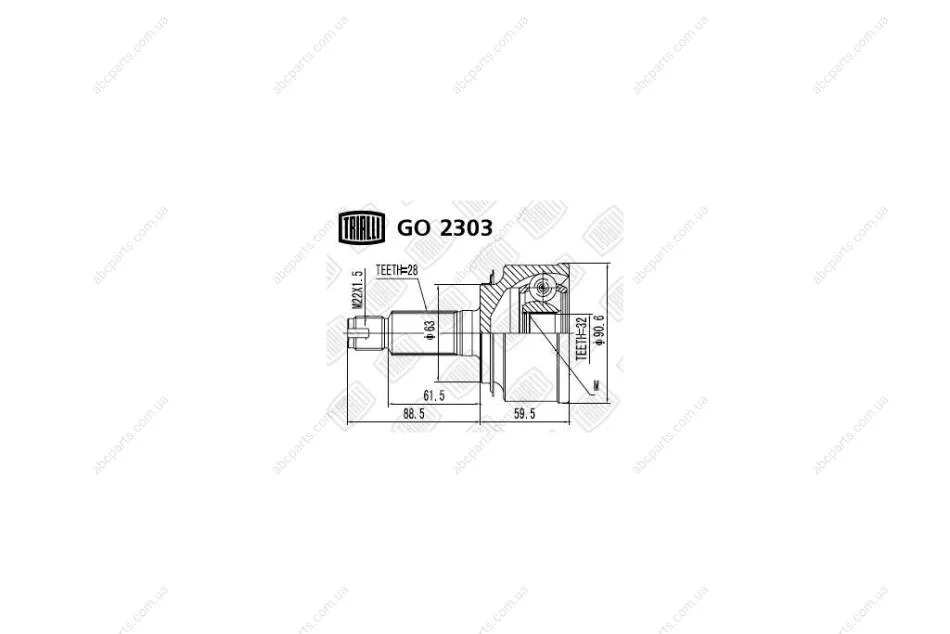 ШРКШ зовнішній Honda CRV 2.0 (02-) (зов:28/вн:32) TRIALLI Trialli GO 2303 (фото 1)