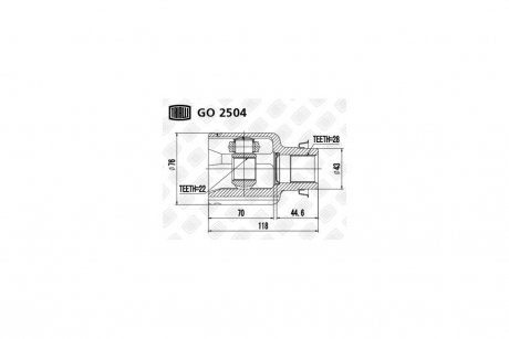 ШРУС внутренний правый Mazda 3 1.5 (05-) (нар:28/вн:22) Trialli GO 2504