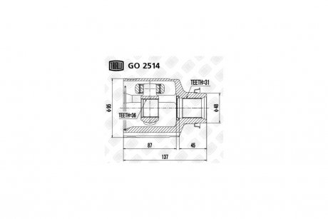 ШРУС внутренний правый MAZDA CX-7 (07-15) (нар:31/вн:36) Trialli GO 2514