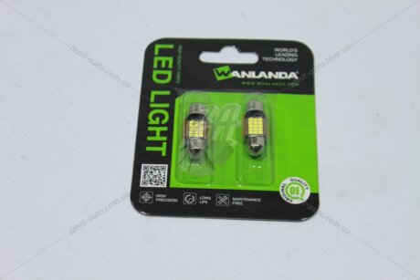 Лампа світлодіодна C5W 10W Festoon 12-30V SV8.5 1,9W 900Lm (31x12,5mm) (Yes canbus) (кратно 2) (салон, подс.ном.) WANLANDA '31MM201615SMDB