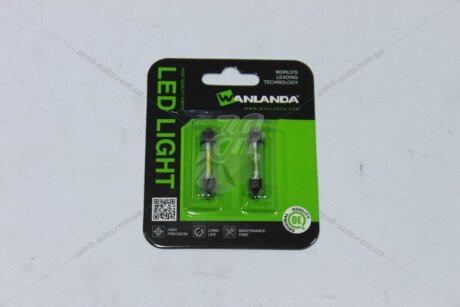 Лампа світлодіодна C5W 10W Festoon 12V SV8.5 0,36W 56Lm (36x8mm) (No canbus) (кратно 2) (салон, подс.ном.) WANLANDA '36MMDSTM