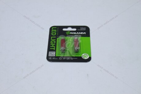 Лампа світлодіодна C5W 10W Festoon 12V SV8.5 1,4W 384Lm (39x9mm) (Yes canbus) (кратно 2) (салон, подс.ном.) WANLANDA '39MM401416SMDD