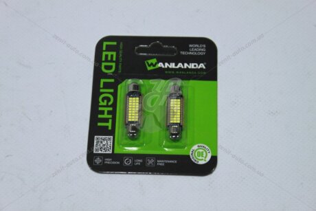 Лампа світлодіодна C5W 10W Festoon 12-30V SV8.5 2W 1600Lm (41x12,5mm) (Yes canbus) (кратно 2) (салон, подс.ном.) WANLANDA '41MM201627SMDB