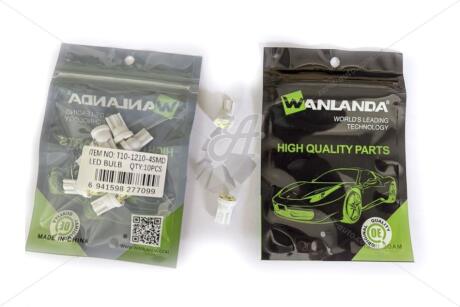 Лампа светодиодная T10 12V 0,6W 16Lm(12x22mm)(No canbus) (кратно 10) WANLANDA 'T1012104SMD