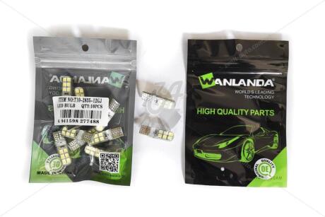 Лампа светодиодная T10 12V 2,16W 240Lm (10x32mm)(No canbus) (кратно 10) WANLANDA 'T10283512GJ