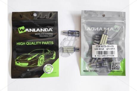 Лампа светодиодная T10 12V 1,08W 660Lm (12x34mm)(No canbus) (кратно 10) WANLANDA 'T10301433A