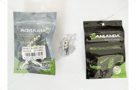 Лампа светодиодная T10 12V 2,1W 600Lm (9x34mm)(Yes canbus) (кратно 10) WANLANDA 'T10303010GJS