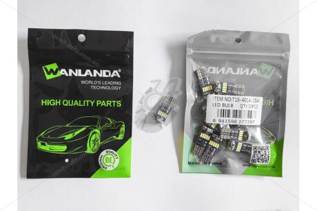 Лампа светодиодная T10 12V 0,72W 360Lm (12x24mm)(No canbus) (кратно 10) WANLANDA 'T10401415A