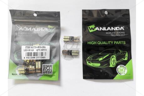 Лампа светодиодная T10 12V 2,2W 576Lm (10x30mm)(Yes canbus) (кратно 10) WANLANDA 'T10401424A