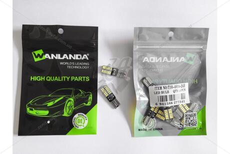 Лампа светодиодная T10 12V 1,44W 576Lm (10x30mm)(No canbus) (кратно 10) WANLANDA 'T10401424B