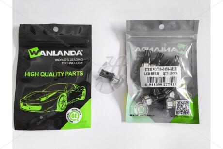 Лампа светодиодная T10 12V 0,84W 60Lm (12x27mm)(No canbus) (кратно 10) WANLANDA 'T1050505RGB