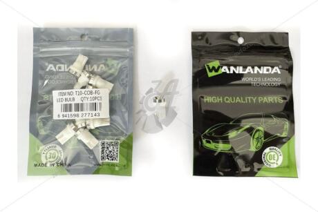 Лампа светодиодная T10 12V 0,6W 120Lm (9x19mm)(No canbus) (кратно 10) WANLANDA 'T10COBFG