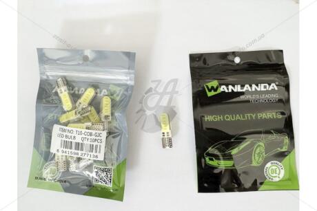 Лампа светодиодная T10 12V 1,08W 624Lm (10x32mm)(No canbus) (кратно 10) WANLANDA 'T10COBGJC
