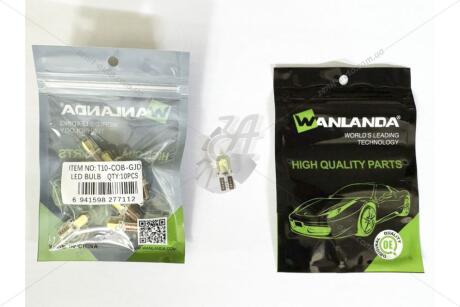 Лампа светодиодная T10 12V 0,36W 80Lm (11x22mm)(No canbus) (кратно 10) WANLANDA 'T10COBGJD