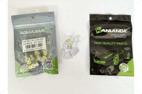 Лампа светодиодная T10 12V 0,6W 120Lm (11x23mm)(No canbus) (кратно 10) WANLANDA 'T10COBWN