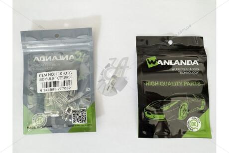 Лампа светодиодная T10 12V 0,36W 40Lm(9x23mm)(No canbus) (кратно 10) WANLANDA 'T10QTG