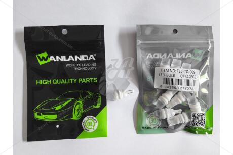 Лампа светодиодная T10 12V 0,36W 40Lm (10x27mm)(No canbus) (кратно 10) (линза матовая) WANLANDA 'T10TC009