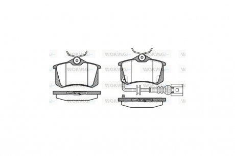 Колодки гальмівні диск. задн. (Remsa) Audi A3 (03-), VW Golf V VI, Golf Plus, Skoda Fabia I II (з датч знос) WOKING P3633.41