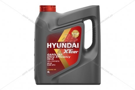 Масло ДВС 0W-20 HYUNDAI бенз, Gasoline Ultra Efficiency, SN/GF-5, 4л, синт XTeer 1041121